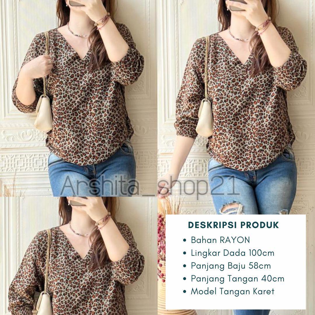 HANA [01] BLOUSE || [B01101] ATASAN WANITA TERLARIS BAHAN RAYON PREMIUM BLOUSE KEKINIAN LEHER V SIMPLE ELEGAN TANGAN 7/8 KARET MOTIF TERBARU
