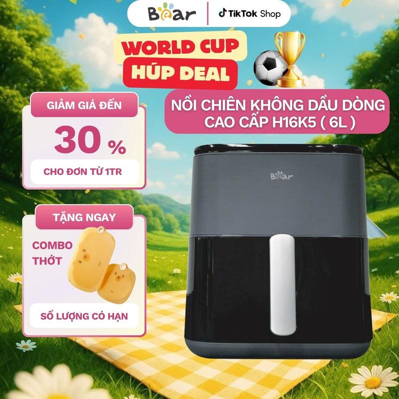 [ FS ] Nồi chiên không dầu 6L Bear QZG-H16K5 (AF-4H16K) | 1600W - Thiết kế 4D - 2 Tốc độ gió mềm & giòn - Bảo hành 18 tháng