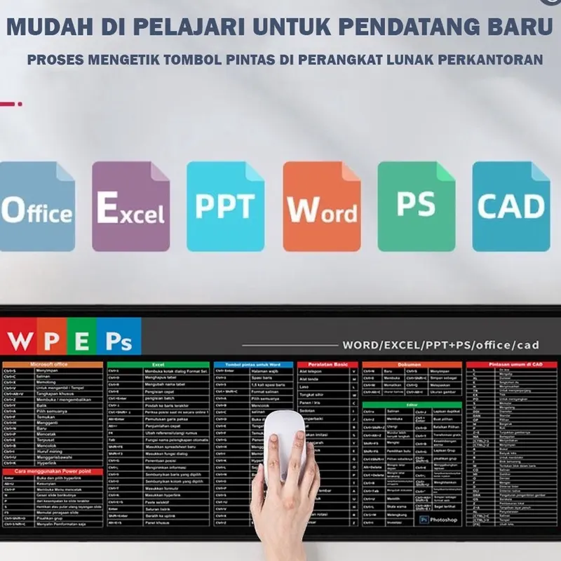 Kualitas Dijamin Mouse Pad Bahassa indonesia MS office word excel PPT PS GAMING XL Desk Mat | Alas Mouse Ukuran Besar Anti Slip/KUNCI PANAS mouse pad 5