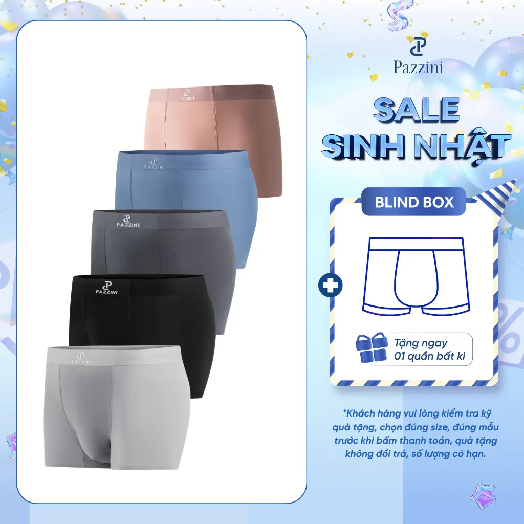 [Tặng BX013] Combo 3 quần lót nam boxer PAZZINI thun lạnh cao cấp, quần sịp nam co giãn 4 chiều, thấm hút kháng khuẩn tốt - BX006