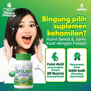 Promo Terlaris FOLASY [FOLAT AKTIF = BENTUK AKTIF ASAM FOLAT], Lengkap dengan 20 Nutrisi Esensial untuk Ibu Hamil [GMS]