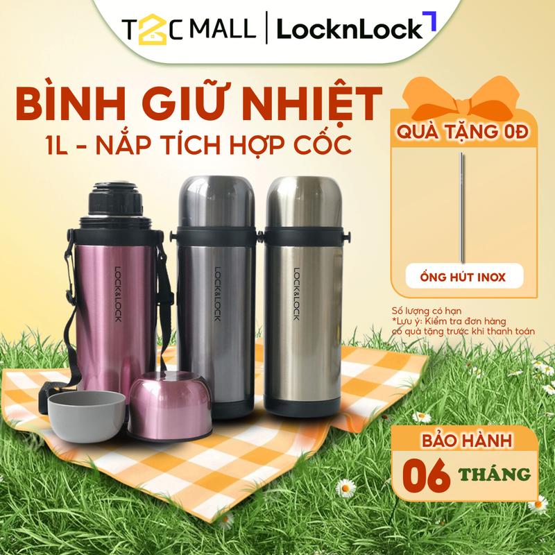 Bình Giữ Nhiệt loại lớn LocknLock Easy Take dung tích 1L có dây đeo LHC1439 hàng chính hãng T2C Mall