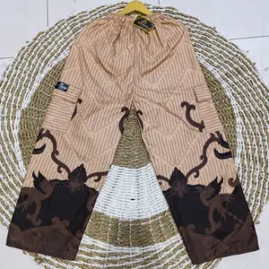 Celana Boim Panjang Dewasa Jumbo Katun Hitam Batik Printing Santai Nyaman - Karet, Standar Standar Karet, Motif Batik Harisa - Pria Motif Pria Kerja Denim