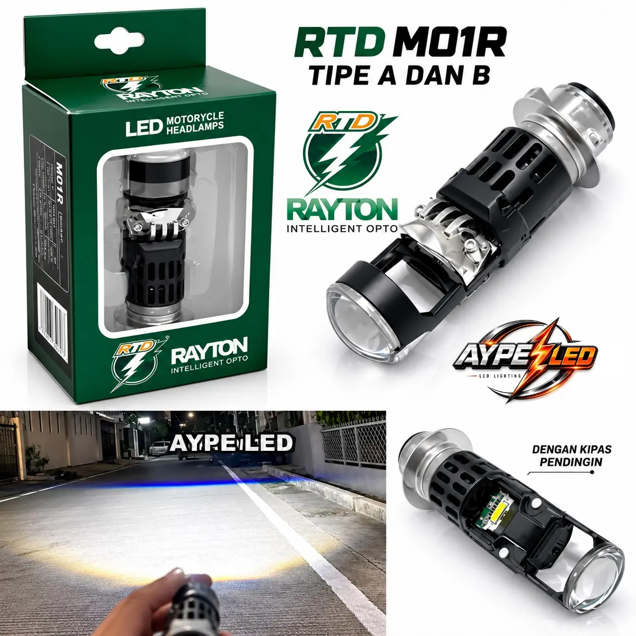 ORIGINAL LAMPU LED H6 M01R TIPE B DAN ARTD RAYTON CAHAYA BILED LAMPU UTAMA H6 RTD RAYTON