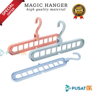 PUSAT17 MAGIC HANGER 9 IN 1 / GANTUNGAN BAJU AJAIB 9 LUBANG / GANTUNGAN BAJU 9 IN 1 / HANGER JEMURAN PAKAIAN
