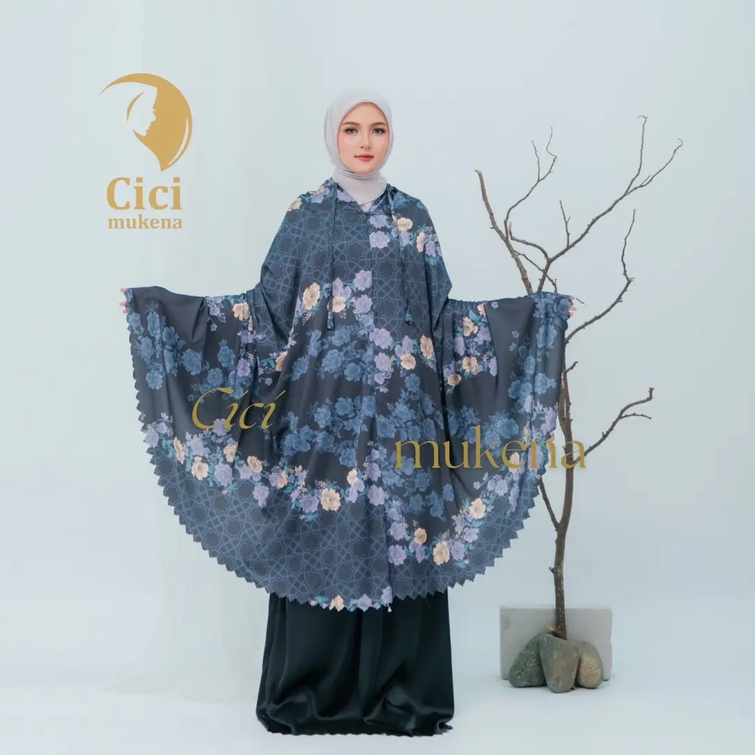 Mukena aramny silk Eliza Cicimukena 2 in 1 Travel dewasa  armany Printing premium laser cutting zipper  Motif