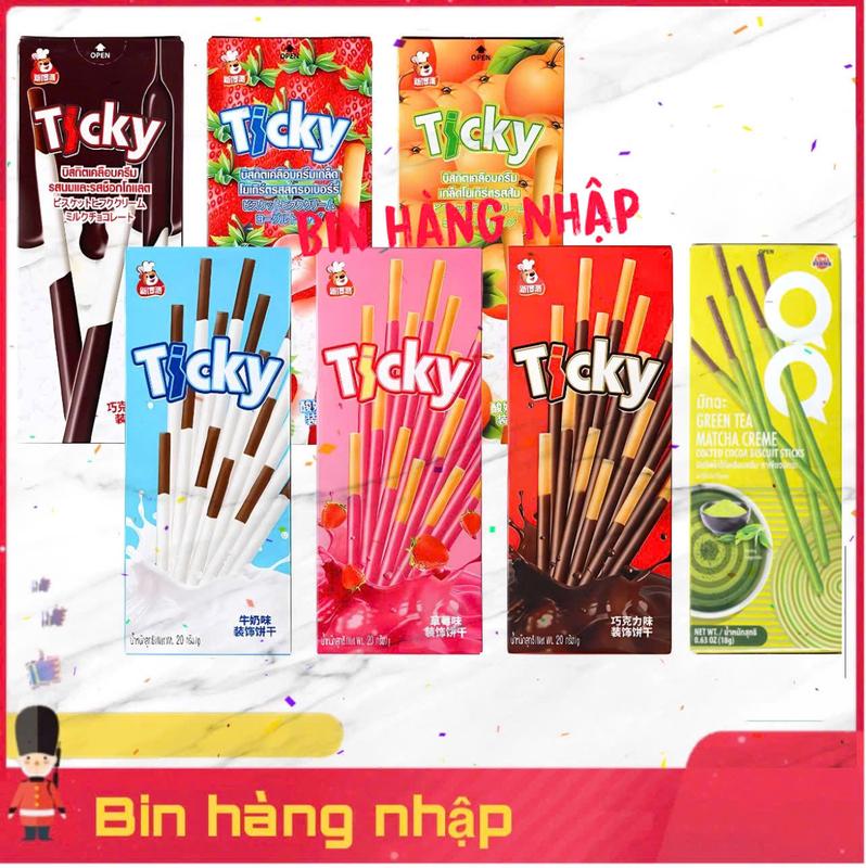  13 hộp bánh que ticky phủ chocolate thái lan đủ màu 