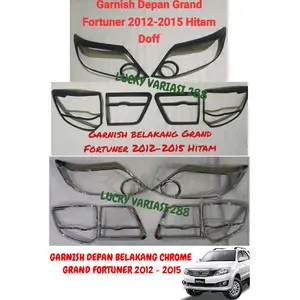 Garnish List Lampu garnis lis headlamp stoplamp Grand Fortuner 2012 2013 2014 2015 Depan+Belakang Hitam Doff chrome