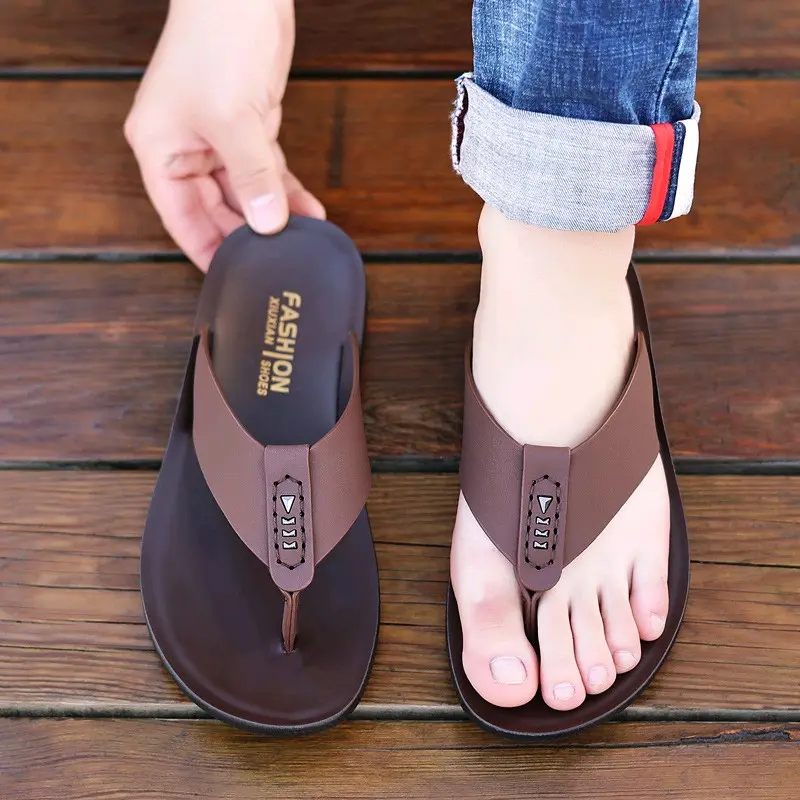 Sandal Pria Original JAPIT KULIT Trendy Hitam Coklat Cowok Kasual Sendal Untuk Kerja Santai Terbaru