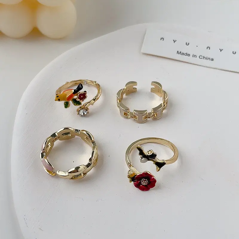 [Yybooklu]COD Personalized Chain Flower Bird Ring Good combination Temperament Versatile Ring Accessories 1
