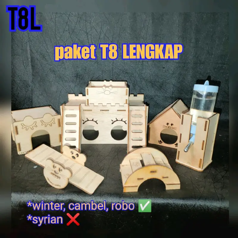 T8 paket rumah hamster isi 4, T8 full paket rumah hamster lucu isi 5. Rumah hamster lucu, hamster roborovski, cambel, winter white 2
