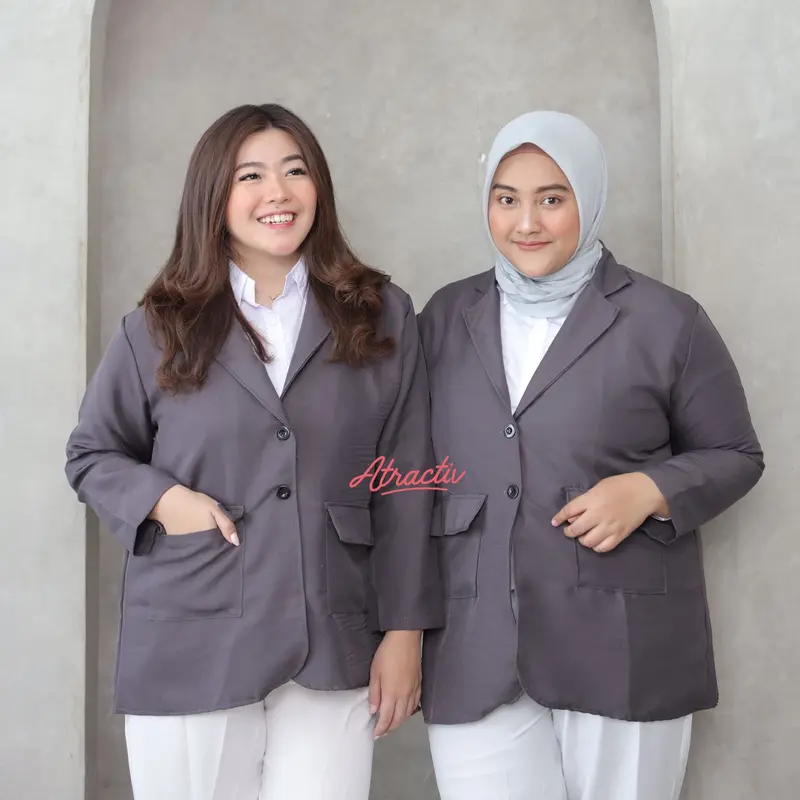 ATRACTIV Blazer Formal Jumbo Wanita LD150 Blazer Wanita Jumbo Oversize LD120 LD130 LD145 LD150 Jas Kantor Kerja Tebal Baju Hitam 4
