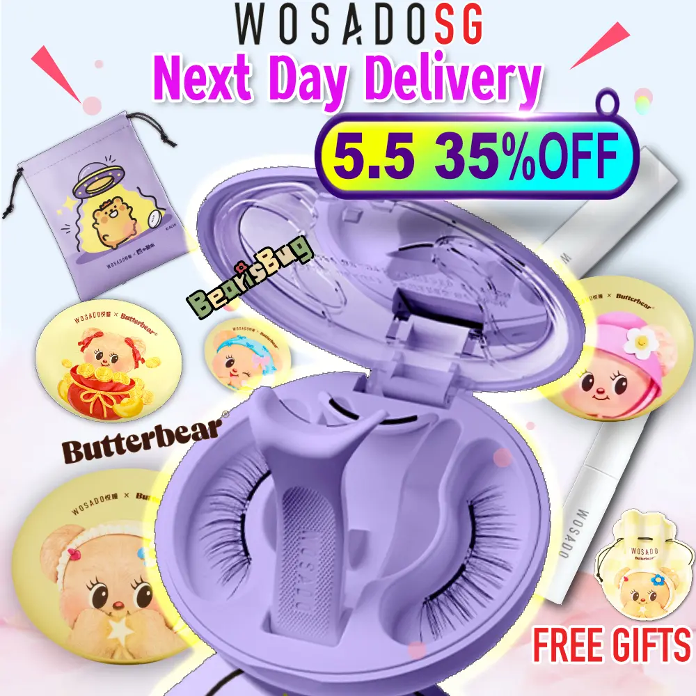 WOSADO【SG OFFICIAL】ALL 45 Designs & Butterbear & BearIsBug & XL Magnetic Eyelashes Reusable Eyelash Fake Lashes Extension Silky Plume Iris Frost Sunset Diamond Ultra Luna Ice Velvet Pudding Chiffon CoCo Butterfly Cloudy Honey Black Pear Blossom Foxy