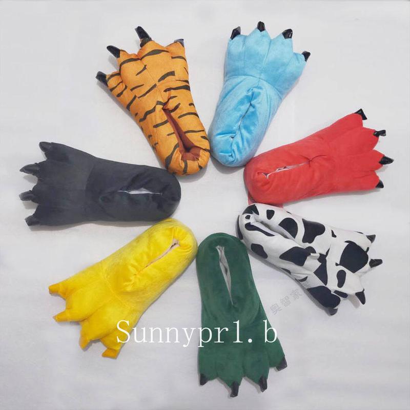 Cartoon Animal Shoes Paw Shoes Autumn and Winter Lovers Bag with Warm Shoes Men and Women Children Monster Home Shoes 0