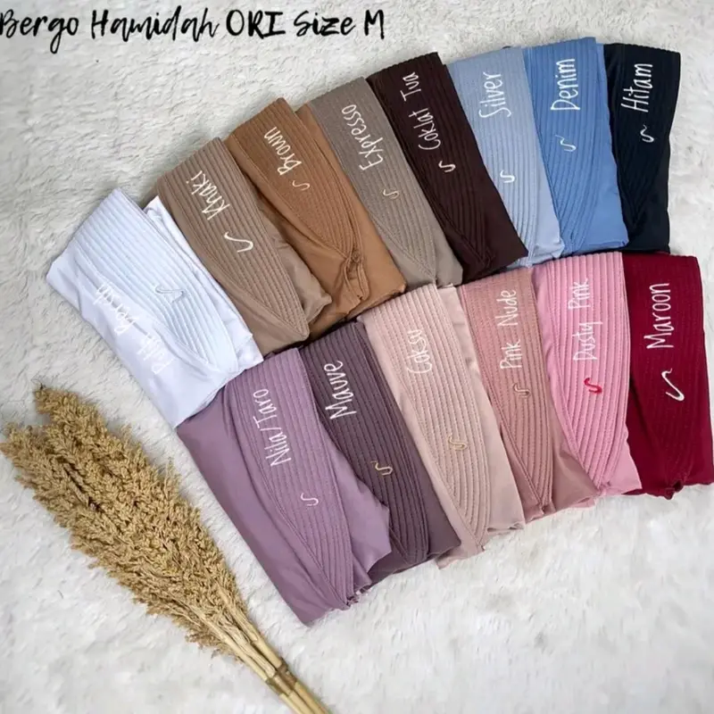 BERGO HAMIDAH ORI PET BORDIR JERSEY PREMIUM || HIJAB BERGO SIZE M 1