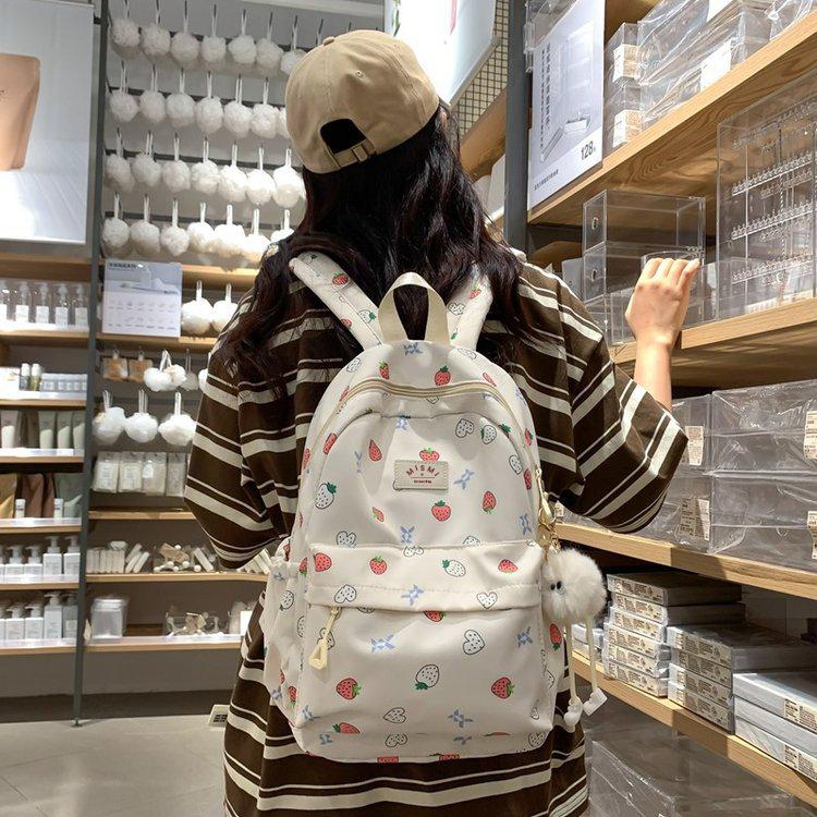 Mismi Joy Bag Tas Ransel Wanita Korean Style Strawberry Love School Backpack Perempuan Trendy - 42J 3