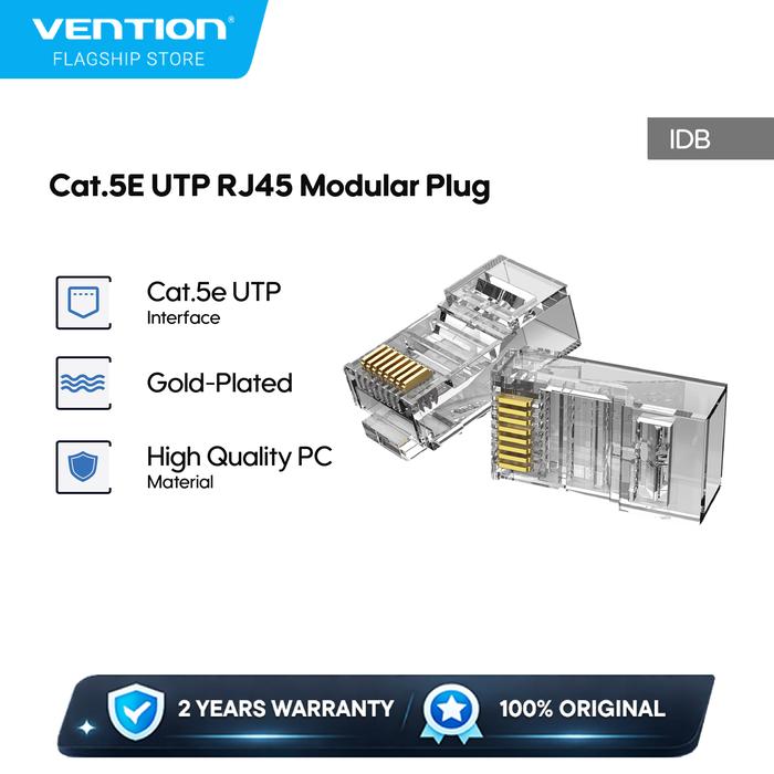 Gambar Vention Conector LAN RJ45 UTP Cat5 Cat5E Fast Ethernet Network - IDB - 50 PCS dari Vention By Andalan Kota Administrasi Jakarta Utara Tokopedia