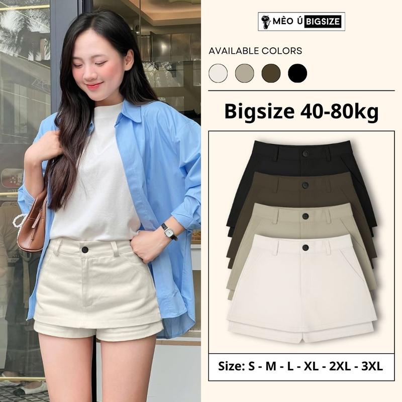 Quần váy kaki nữ BIGSIZE Mèo Ú chân váy ngắn chữ A cạp cao có túi phong cách…
