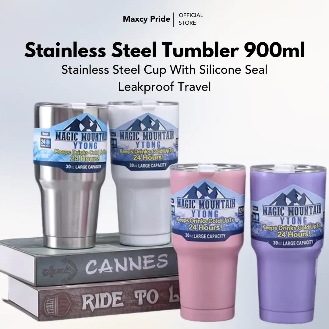 Gelas Cangkir Tumbler Kopi 900ml Stainless Steel 304 Cup Portabel Botol Minum Aesthetic Termos Portable Free Stiker Sikat Pembersih Sedotan Stainless Tahan Panas DIngin