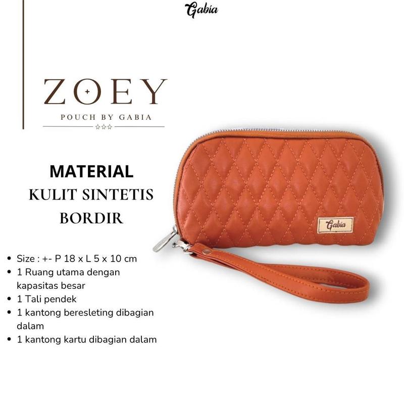 Product Introduction of GFR - Zoey By Gabia Pouch wanita simpel  pouch bordir terbaru murah/multifungsi muat make up/hp bahan kulit sintesis 2