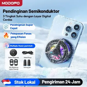 【Hari Ini Saja | Gratis 4 Aksesoris】MODOFO Fan Cooler Kipas Pendingin Game Semikonduktor Dual Mode Layar Digital Pembekuan Cepat Pendingin Tahan Lama Magnet HP Hisap Kuat 3 Level Efek Lampu Game cooler Gamepad  For Mobile Phone Universal Android IOS