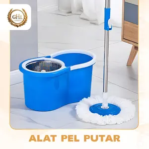 GHL - [03] Alat Pel Lantai Dengan Ember Pel Putar Praktis Kain Pel Spin Mop Alat Pembersih Lantai Gagang Stainless