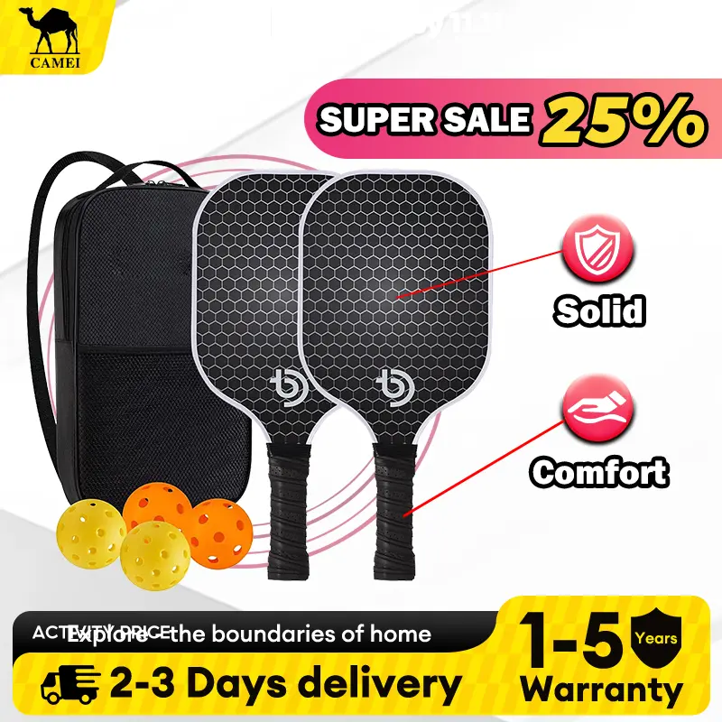 Pickle ball【Full Set】Pickleball Paddles Fiberglass Surface Pickleball Set Pickleball Rackets Pickle Ball Paddle Set USAPA Approved Table Pingpong sport solid comfort Grip Set Pemainan Pickleball Paddle Serat