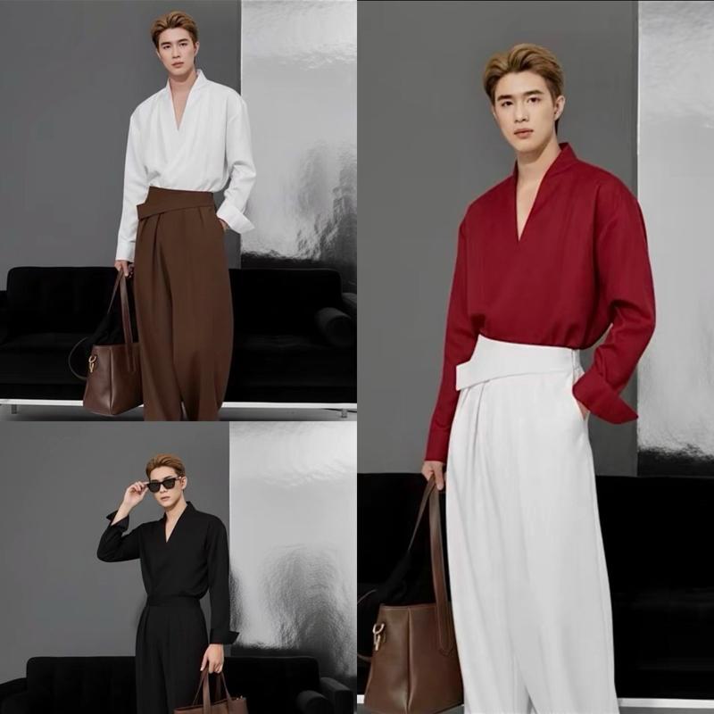 Áo sơ mi nam tay dài thiết kế cổ V Khoét Sâu sang trọng chất liệu Cotton pha Polyester bền ít nhăn thoáng mát Regular fit - KS CLOTHES