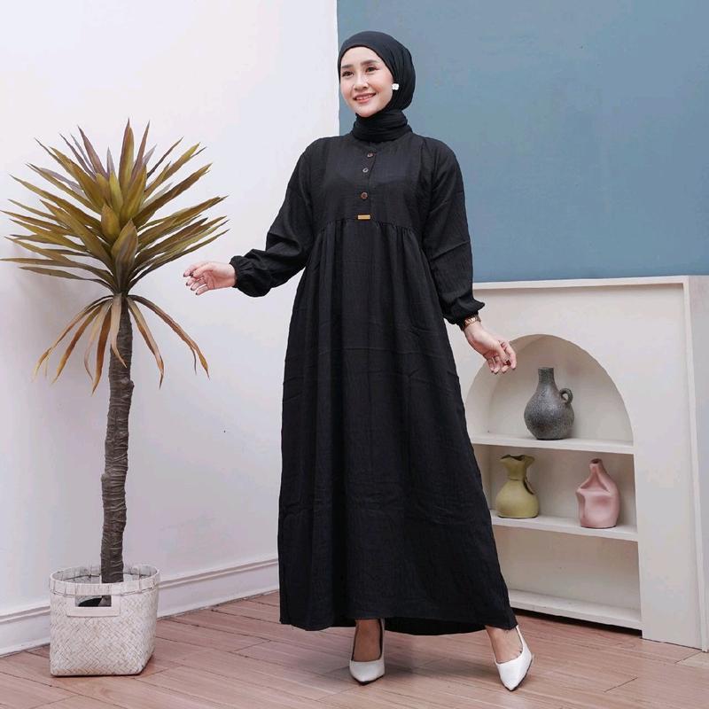 MIDI DRESS POLOS GAMIS MUSLIM BAHAN POLO LINEN PREMIUM 7