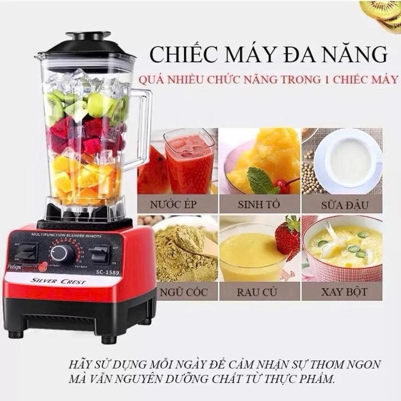 Silver Crest SC-1589 Máy Xay Sinh Tố Đa Năng Công Nghiệp 4500W Cối Lớn 2.0L Cối Nhỏ 800ml Xay Nước Ép Sinh Tố Sữa Dầu