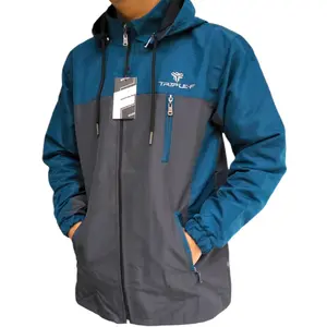 Triple F Jaket Outdoor Original Anti Air Taslan Milky Waterproof Uniseks Model Simpel Nyaman Dengan 3 Kantong Depan & Hoodie Bisa Dilepas Sport