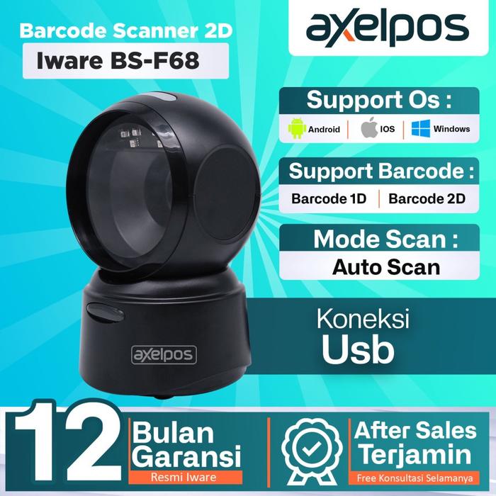 Gambar Barcode Scanner Omni 2D Auto Scan Iware BS-F68 dari Axelpos Kota Administrasi Jakarta Pusat Tokopedia