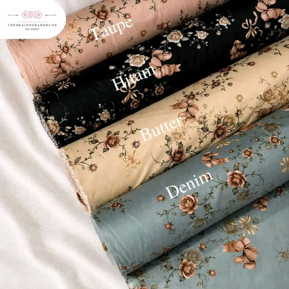 kain katun platinum Jepang printing original 100% motif bunga "Cherry"super premium 44"| TERMURAH