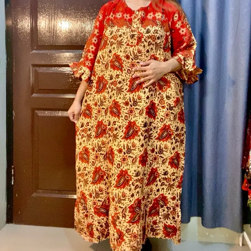 2 Pcs Daster Premium Rempel Panjang Jumbo Rayon Tebal Kancing Busui Bumil Motif Cantik Lengan 3/4 2