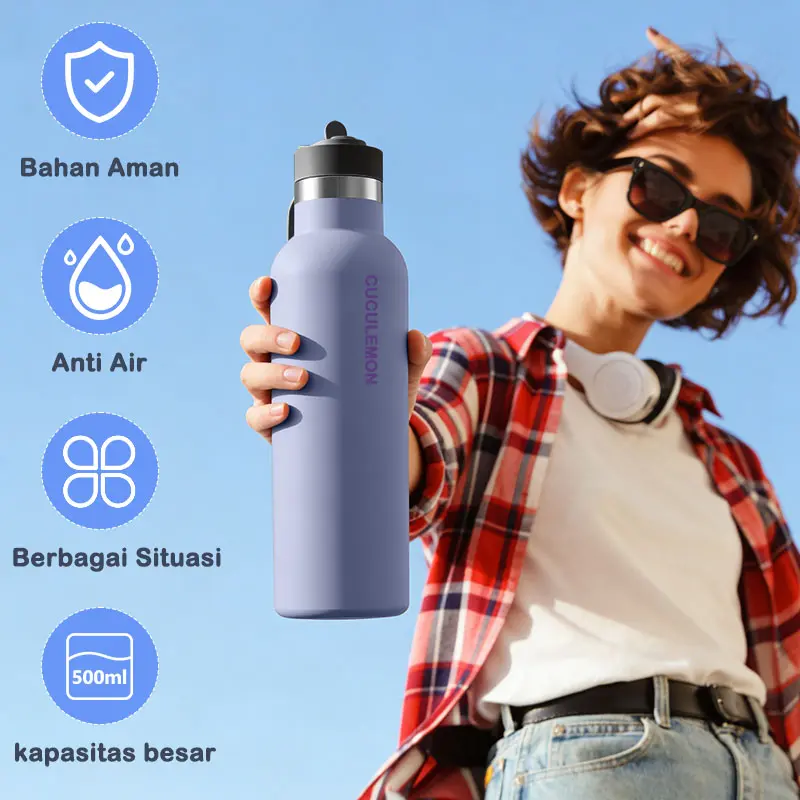 CUCULEMON Tumbler Termos 750ML Portabel Botol Minum Stainless Steel 304 Vacuum Gelas Water Bottles Olahraga
