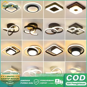 Gogeous Lampu Plafon Minimalis Modern Lorong Lampu Hias Ring Mewah 24W 3 Warna Ruang Tamu Kamar Tidur Lorong PVC Bulat Persegi Emas Lampu Lorong Plafon LED aesthetic Room Set Live 17