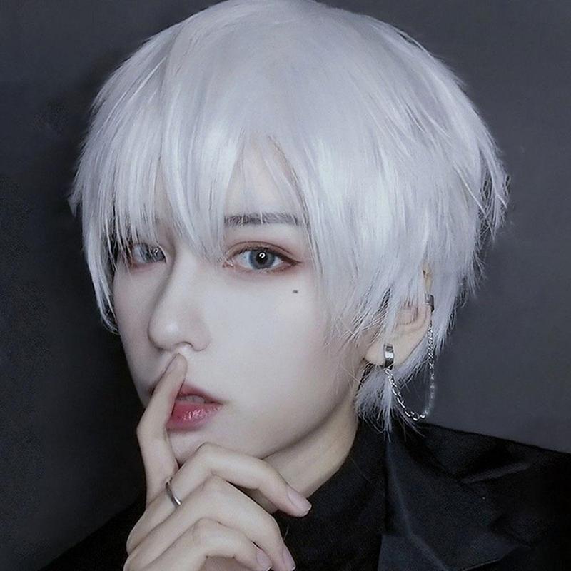 Product Introduction of Man's Wig Short Straight Black Synthetic Wigs With Bangs For Men Women Boy Fake Hair H4Z9 41