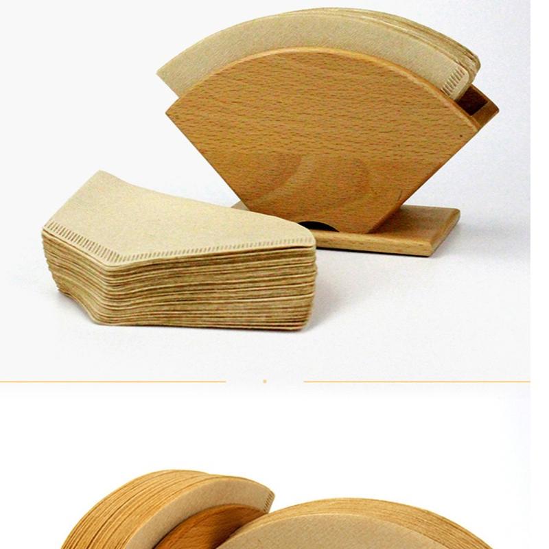 100 Pcs Wooden Original Hand Drip Paper Coffee Filter Espresso Coffee Filters Fan Shaped 102 Boiling Drip Pot Mesh Cone V60 Filter Paper Tea 8