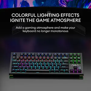 AULA F3032 Keyboard Mechanical Macro Switch Colorful LED Back Light Ergonomics Gamer Gaming Keyboard Keycaps Computer - Garansi 1 Tahun