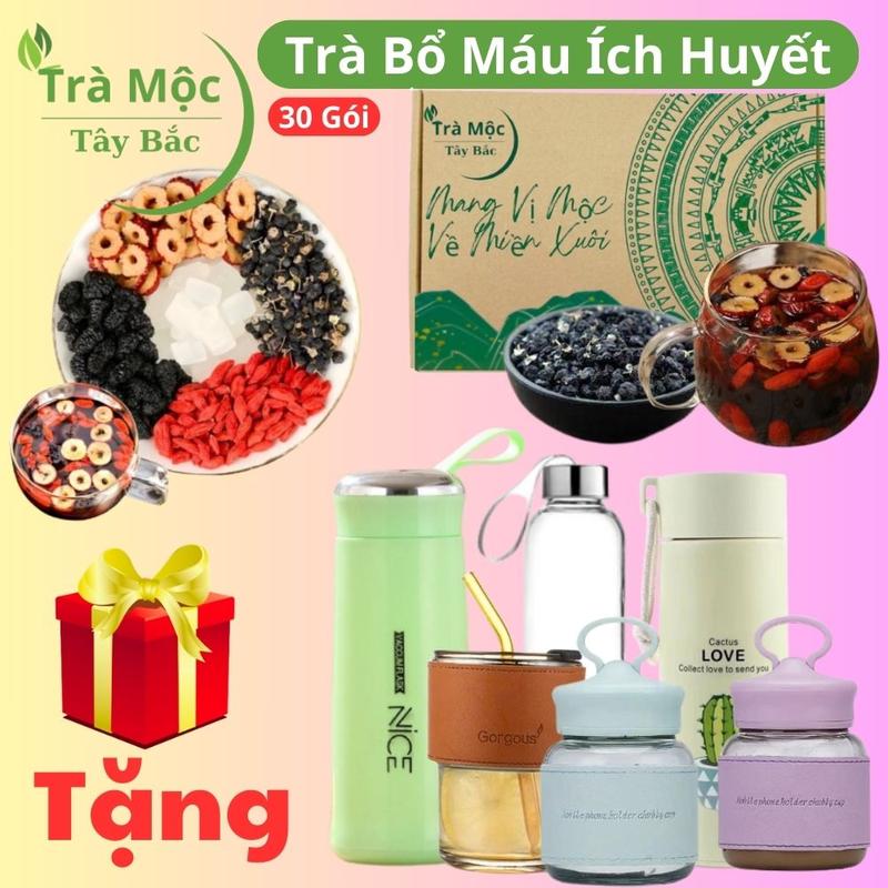 [Sale Hè Kèm Quà Tặng] Hộp 30 Gói Trà bổ máu ích huyết – Kỷ tử, Táo đỏ, Dâu tằm – Đẹp da, ngủ ngon – Trà Mộc Tây Bắc
