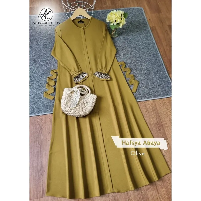 Hafsya Dress by Allia Collection | resleting depan Gamis Zipper Mewah 8