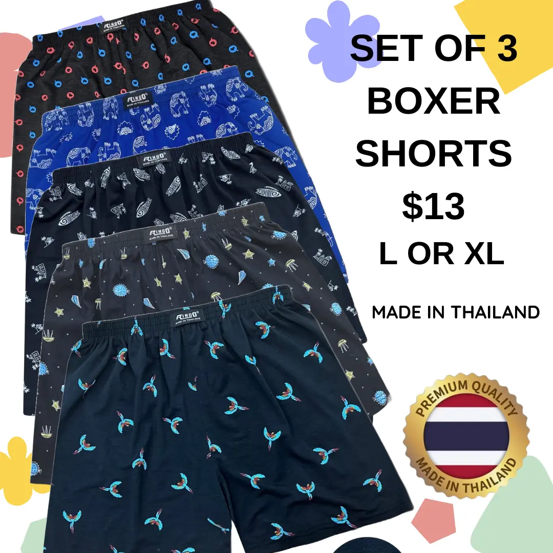 Boxer Shorts | Set of 3 Boxers for $13 ( L or XL ) |  Set of 3 Boxers for $16 (XXL ) |  Comfortable | Cotton Blend | Unisex boxer Breathable Soft,  Stretchable Tropical Fabric