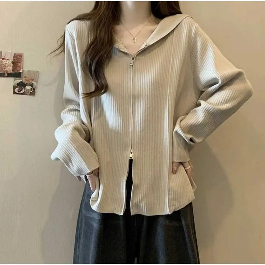 LEVITA JAKET ZIPPER HOODIE KNIT PREMIUM OVERSIZE WANITA JACKET DOUBLE ZIPER