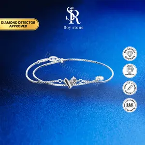 Roystone_Moissanite  2in1 Gelang Kaki / Tangan Wanita Original Sertifikat GRA Silver925 Lapis Emas18K_Lovita