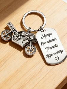 Llavero de Acero Inoxidable, Regalo de Reconocimiento para Empleados, Adorno Colgante de Motocicleta Inspirador Grabado, Accesorio Duradero y Estiloso