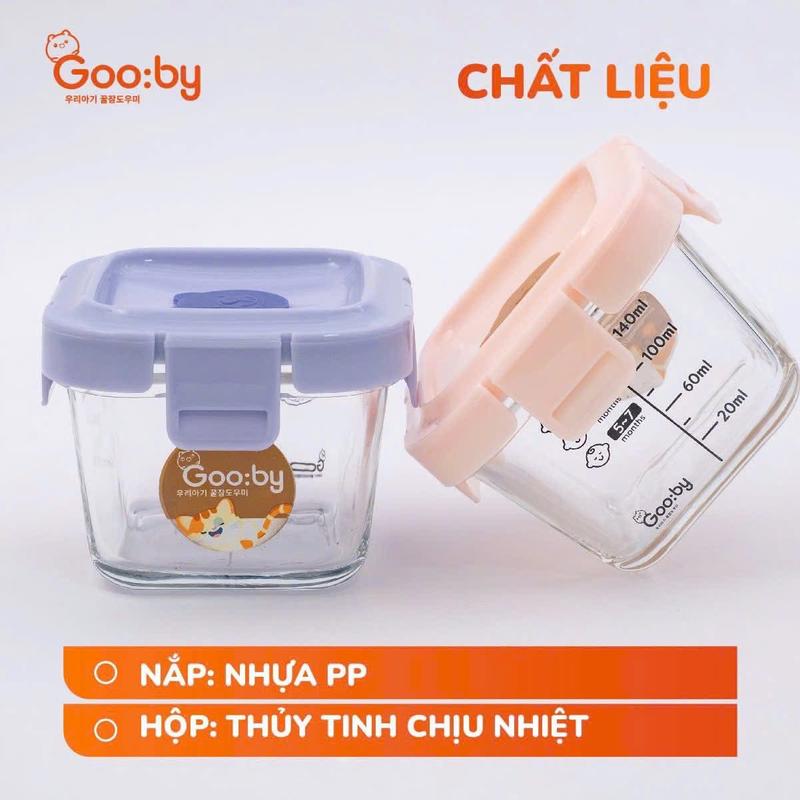 Set 2 hộp thủy tinh gooby trữ đồ ăn 140ml