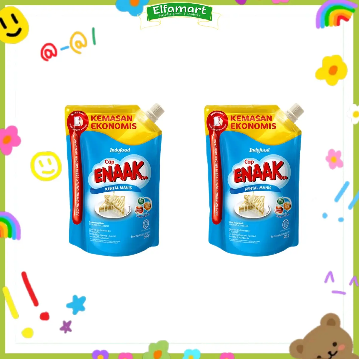 2 POUCH Cap ENAAK Krimer Kental Manis Putih Kemasan pouch 545 g susu frisian