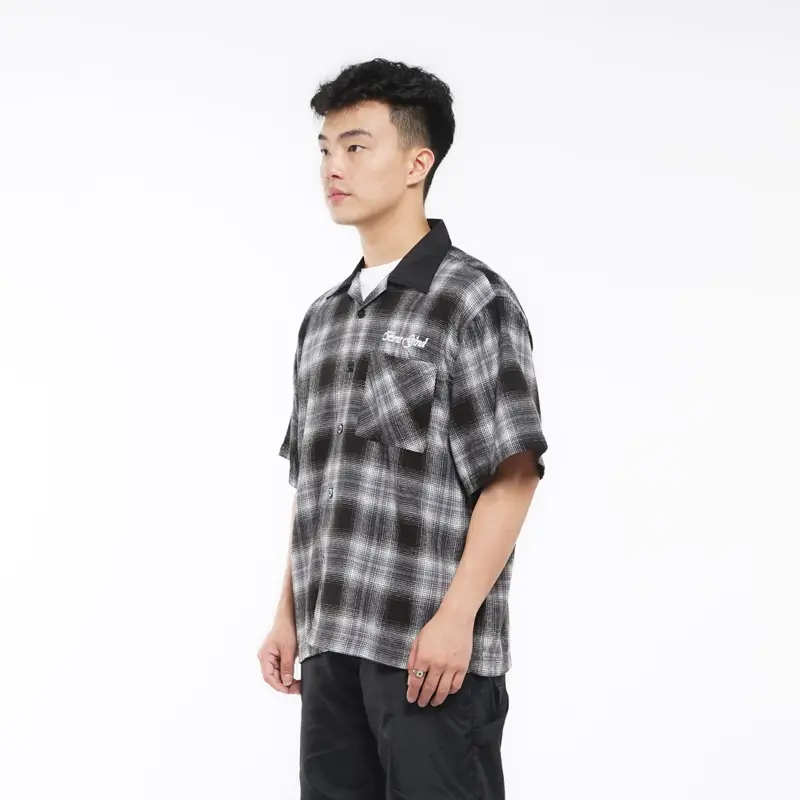 Kemeja Pendek | flanel Proceed 06 | Boxy Fit | Gray | Brainsgland 4
