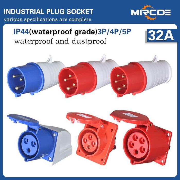 Promo IP44 Waterproof Dustproof Industrial Connector - 16/32A 220V Male ...