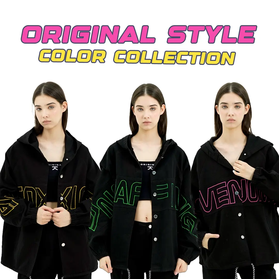 AMR Original - Original Style Collection 2205 - Jaket Jeans Best Seller Wanita Denim  Oversize Panjang Outer Hitam